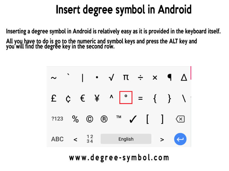 Typing a Degree Symbol on Android Devices