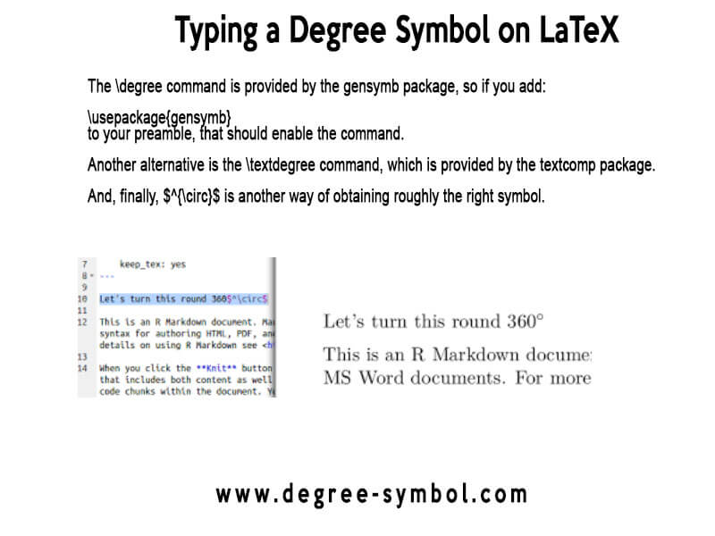 Typing a Degree Symbol in LaTeX