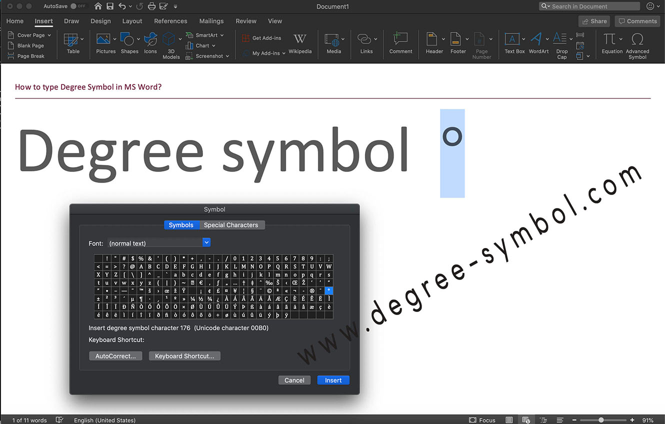 How to Type the Degree Symbol in Microsoft Word